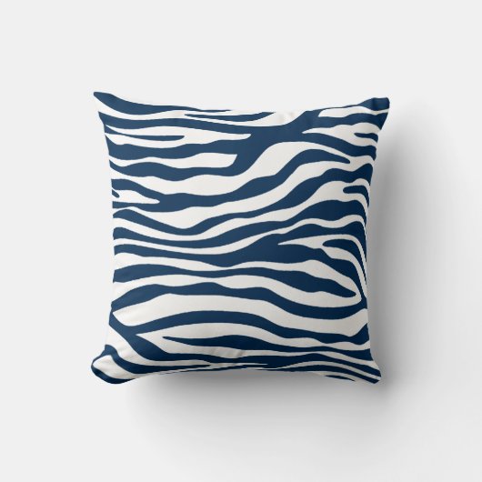 Dark Midnight Blue Zebra Print Kissen (Vorderseite)