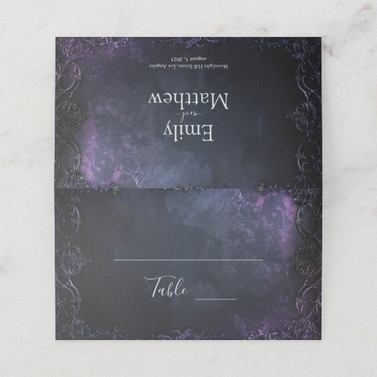 Dark Midnight Gothic Elegance Platzkarte (Außenseite Aufgefaltet)