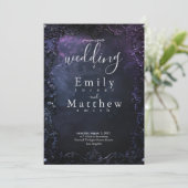 Dark Midnight Gothic Elegance Wedding Einladung (Stehend Vorderseite)