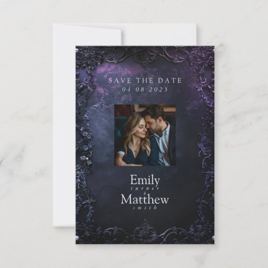 Dark Midnight Gothic Elegance Wedding Save The Date (Vorderseite)