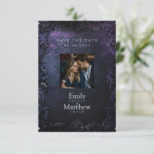 Dark Midnight Gothic Elegance Wedding Save The Date (Stehend Vorderseite)