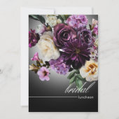 Dark Midnight Lila Floral Romance Bridal Lunch Einladung (Vorderseite)