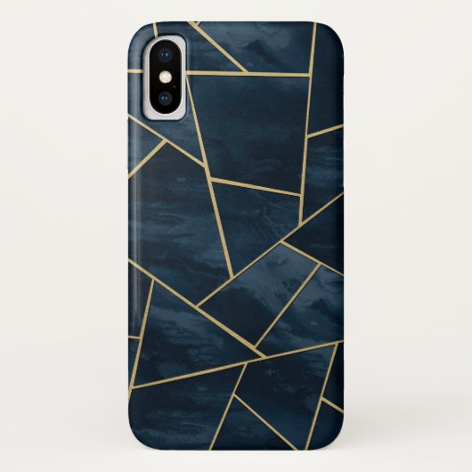 Dark Midnight Navy Blue Gold Geometric Glam #1 Case-Mate iPhone Hülle (Rückseite)