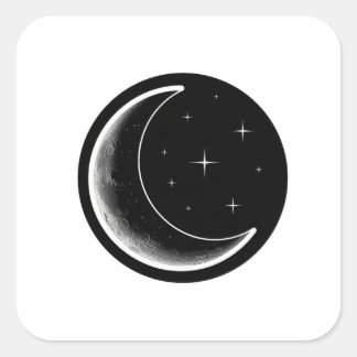 Dark Minimal Aesthetic Moon Quadratischer Aufkleber