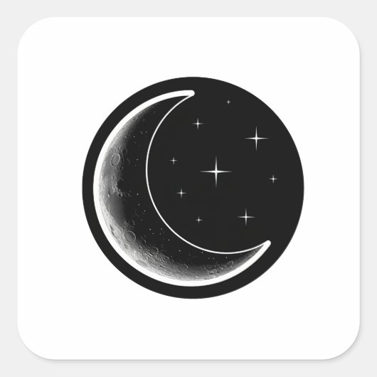 Dark Minimal Aesthetic Moon Quadratischer Aufkleber (Vorderseite)