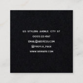 Dark minimalist black quadratische visitenkarte (Rückseite)