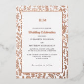 Dark Mocha | Rose Gold Luxury Wedding Folieneinladung (Vorderseite)