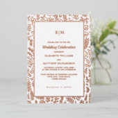 Dark Mocha | Rose Gold Luxury Wedding Real Folieneinladung (Stehend vorne)