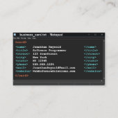 Dark Mode des Editor-Coder-Formats des Computerpro Visitenkarte (Vorderseite)