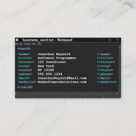 Dark Mode Notepad Coder Format Computer-Programmie Visitenkarte
