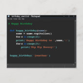 Dark Mode Notepad Computer-Programmierer des Gebur Postkarte (Vorderseite)