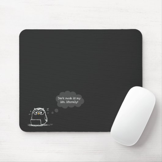 Dark Mode Owl Mousepad für Technikfans (Mit Mouse)