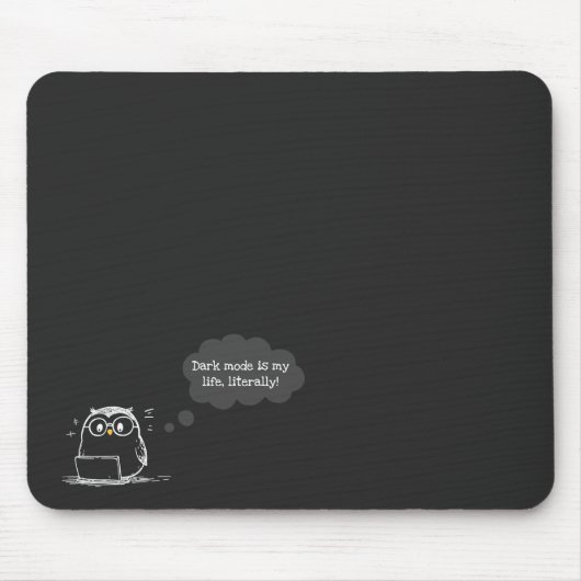 Dark Mode Owl Mousepad für Technikfans (Vorne)