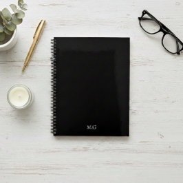 Dark Mode Stationary Glossy Black Agenda Initials Planer