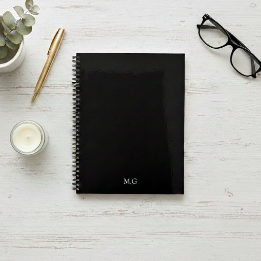 Dark Mode Stationary Glossy Black Agenda Initials Planer