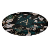 Dark Modern Boho Botanical Blätter Monogram Schneidebrett (Ecke)