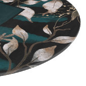 Dark Modern Boho Botanical Blätter Monogram Schneidebrett (Ecke)