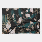 Dark Modern Boho Botanische Blätter Geschirrtuch (Horizontal)