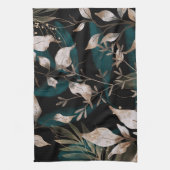 Dark Modern Boho Botanische Blätter Geschirrtuch (Vertikal)