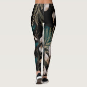 Dark Modern Boho Botanische Blätter Leggings (Rückseite)