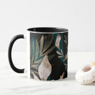 Dark Modern Boho Botanische Blätter Tasse
