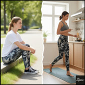 Dark Monochrome Ornamental Filigree Mandala Patter Leggings