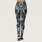 Dark Monochrome Ornamental Filigree Mandala Patter Leggings (Rückseite)