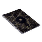 Dark Monogram Geometric Star Gothic Stylish Black Notizblock (Rechte Seite)