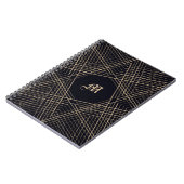 Dark Monogram Geometric Star Gothic Stylish Black Notizblock (Linke Seite)