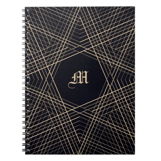Dark Monogram Geometric Star Gothic Stylish Black Notizblock (Vorderseite)