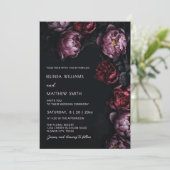 Dark Moody 3D Flowers Wedding Invitation Einladung (Stehend Vorderseite)
