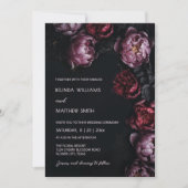 Dark Moody 3D Flowers Wedding Invitation Einladung (Vorderseite)