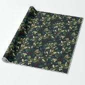 Dark Moody American Mistletoe Winter Holiday Geschenkpapier (Ungerollt)