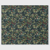 Dark Moody American Mistletoe Winter Holiday Geschenkpapier (Flach)