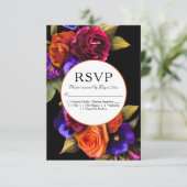 Dark Moody Autumn Floral Wedding RSVP (Stehend Vorderseite)