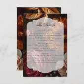 Dark Moody Baroque Florals Flowers Fall Wedding Begleitkarte (Vorne/Hinten)