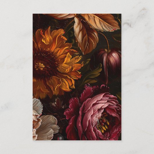 Dark Moody Baroque Florals Flowers Fall Wedding Begleitkarte (Rückseite)