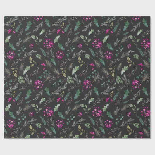 Dark Moody Berries & Botanicals-Geschenk Geschenkpapier (Flach)