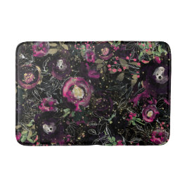 Dark Moody Berry Plum Sparkle Floral Modern Badematte