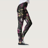 Dark Moody Berry Plum Sparkle Floral Modern Leggings (Rechts)