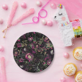 Dark Moody Berry Plum Sparkle Floral Modern Pappteller (Party)