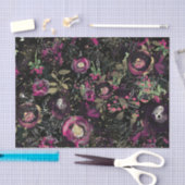 Dark Moody Berry Plum Sparkle Floral Modern Seidenpapier (Handwerk)