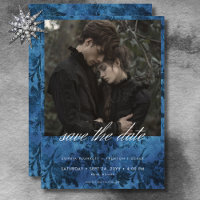 Dark Moody Black & Blue Damask Foto Hochzeit