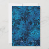 Dark Moody Black & Blue Damask Foto Hochzeit Save The Date (Rückseite)