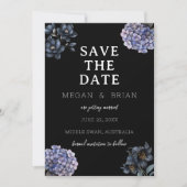 Dark Moody Black Floral Classic Typography Wedding Save The Date (Vorderseite)
