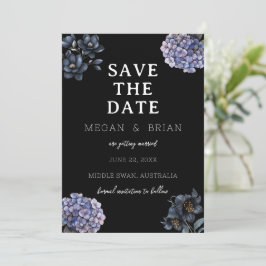 Dark Moody Black Floral Classic Typography Wedding Save The Date