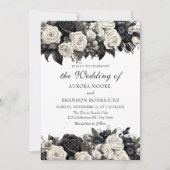 Dark Moody Black Gothic Rose Hochzeitseinladung Einladung (Vorderseite)