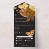 Dark Moody Black Herbst Floral Dinner All In One Einladung (Innen)