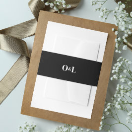 Dark Moody Black Minimalistisch Monogram Einladungsbanderole