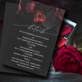 Dark Moody Black Red Florals Enclosure Card Einladung